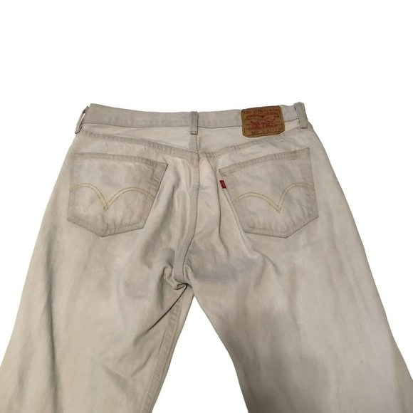 LEVIS 501 SIZE 35 X 35 LIGHT GRAY CLASSIC STRAIGHT LEG BUTTON FLY LEVI'S UNISEX - Picture 2 of 5